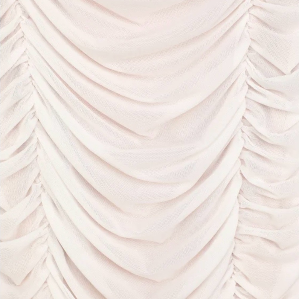 Lulus Do the Most White Ruched Mesh Strapless Bodycon Mini Dress Large - Picture 4 of 8